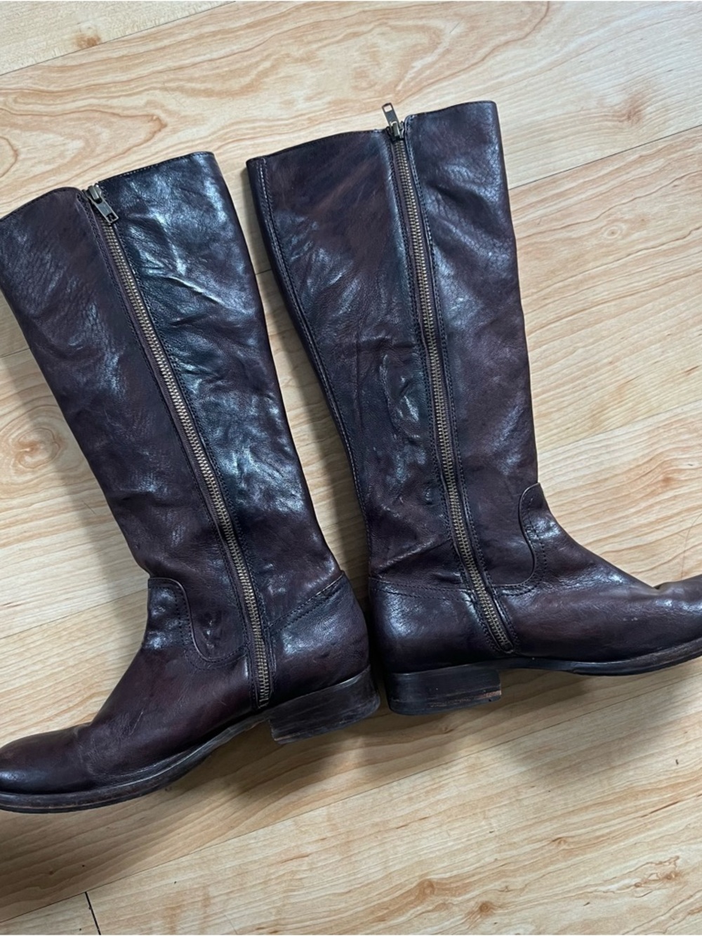 Vintage Leather Frye Boots Tall Red Brown Buttons Military Riding Size 8.5 - Picture 5 of 12